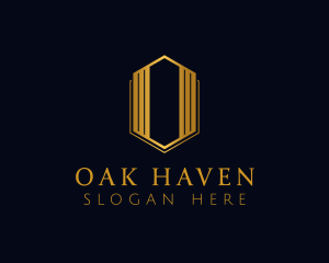 Gold Hexagon Letter O logo design