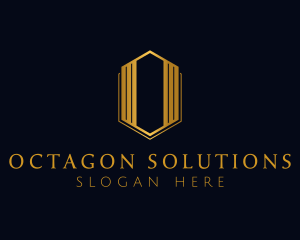 Gold Hexagon Letter O logo design