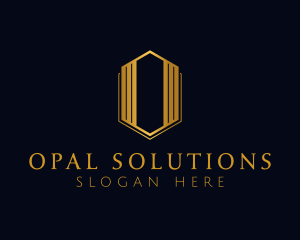 Gold Hexagon Letter O logo design