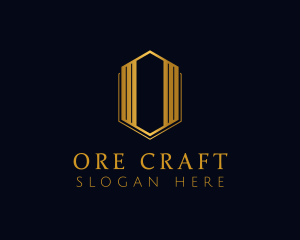 Gold Hexagon Letter O logo design