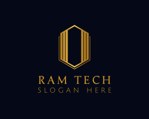 Gold Hexagon Letter O logo design