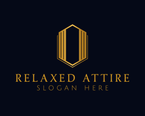 Gold Hexagon Letter O logo design