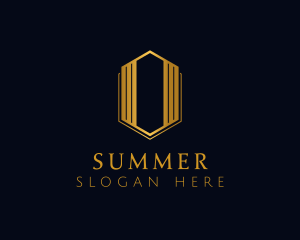 Gold Hexagon Letter O logo design