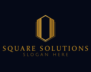 Gold Hexagon Letter O logo design