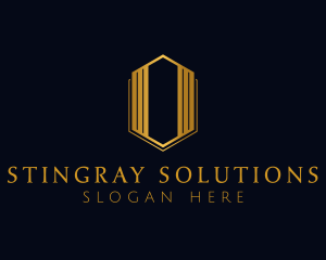 Gold Hexagon Letter O logo design