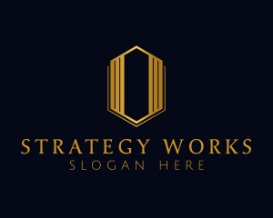 Gold Hexagon Letter O logo design