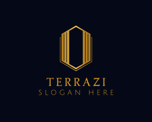 Gold Hexagon Letter O logo design