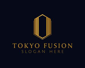 Gold Hexagon Letter O logo design