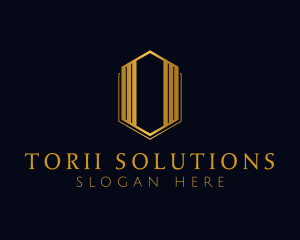 Gold Hexagon Letter O logo design