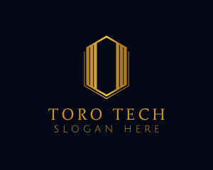 Gold Hexagon Letter O logo design