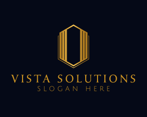 Gold Hexagon Letter O logo design