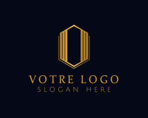 Gold Hexagon Letter O logo design