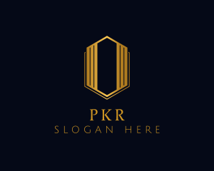 Gold Hexagon Letter O logo design