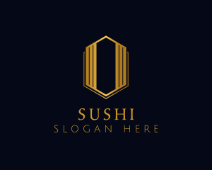 Gold Hexagon Letter O logo design