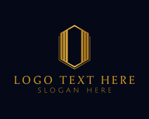 Vip - Gold Hexagon Letter O logo design