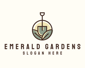 Garden Shovel Leaves logo design