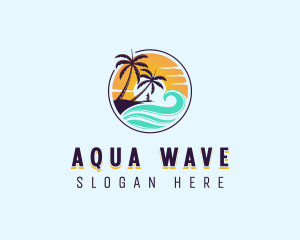 Wave Sunset Vacation logo design