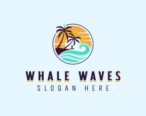 Wave Sunset Vacation logo design