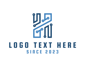 Web Design - Digital Circuit Network Letter H logo design