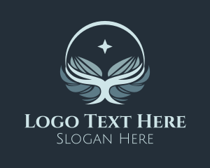 Nighttime - Star Glowing Wings logo design