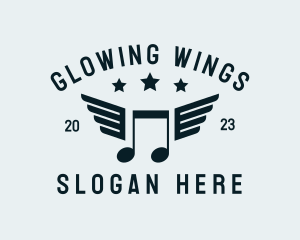 Music Note Wings logo design