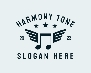 Tone - Music Note Wings logo design