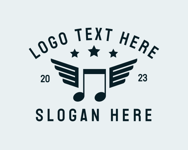 Tune - Music Note Wings logo design