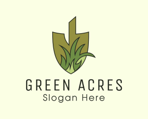 Shovel Lawn Grass logo design
