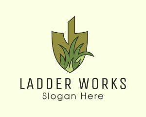 Shovel Lawn Grass logo design