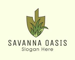 Shovel Lawn Grass logo design