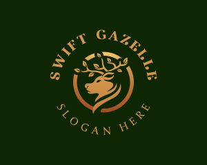 Gazelle - Wildlife Deer Antlers logo design