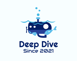 Underwater Submarine Fish logo design