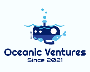 Underwater Submarine Fish logo design