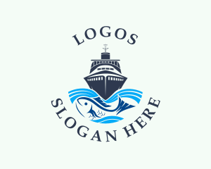 Navy - Fisherman Boat Transportation logo design