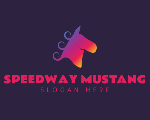 Mustang - Horse Curl Gradient logo design