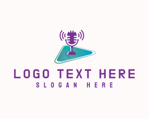 Broadcaster - Podcast Media Microphone logo design