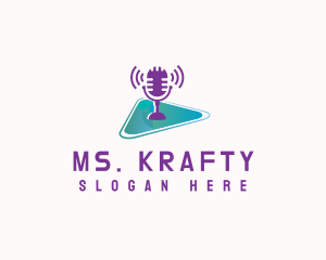 Broadcaster - Podcast Media Microphone logo design