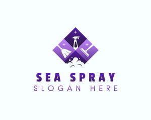 Housekeeper Cleaning Tools logo design