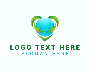 Event Planners - Globe Heart Hand logo design