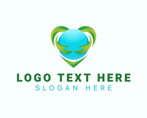 Help - Globe Heart Hand logo design