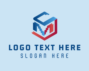 Letter My - Modern Cube Pixel Company logo design