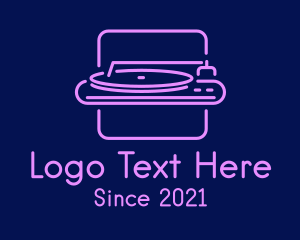 Composer - Neon DJ Turntable logo design
