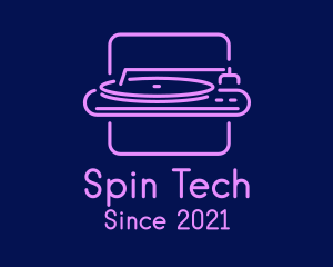 Turntable - Neon DJ Turntable logo design