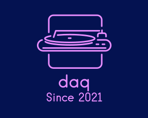 Music Shop - Neon DJ Turntable logo design