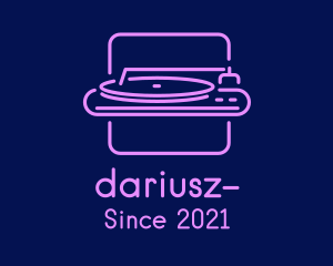 Vinyl - Neon DJ Turntable logo design