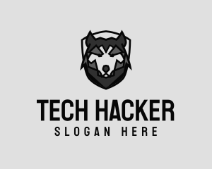 Hacking - Shield Geometric Wolf logo design