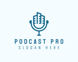 Podcaster - City Podcast Building logo design