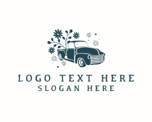 Transportation - Botanical Flower Truck logo design