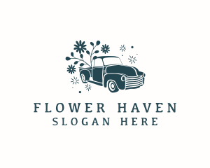 Botanical Flower Truck logo design