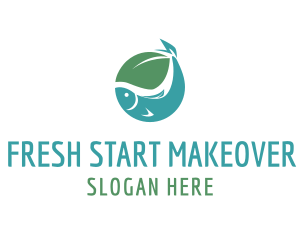 Simple Fish Leaf logo design